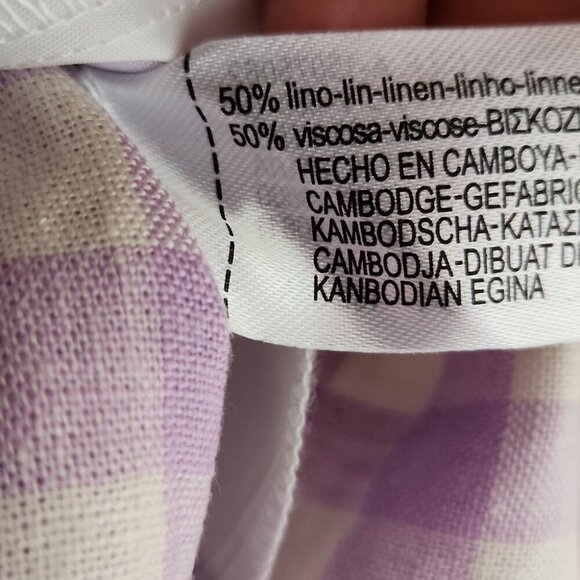 ZARA | Purple Lilac Gingham Checked Linen Blend High Waisted Bermuda Shorts Sz S - Picture 5 of 6